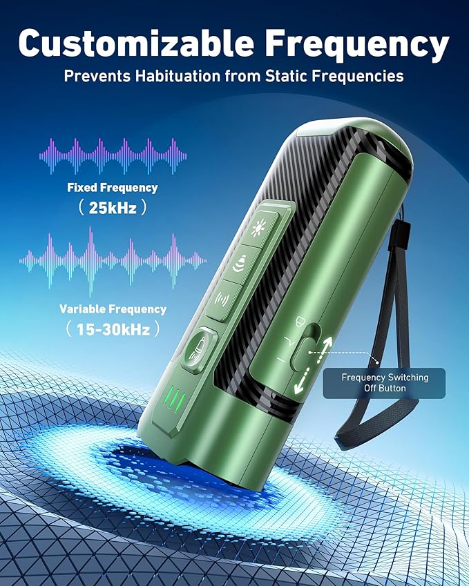 Dog Bark Deterrent Devices-Ultrasonic Anti Barking Device for Dogs with 50ft Range, Rechargeable No Barking Device for Own or Neighbor's Dogs, Portable Safe for Dogs/Humans | Indoor/Outdoor Use-Green