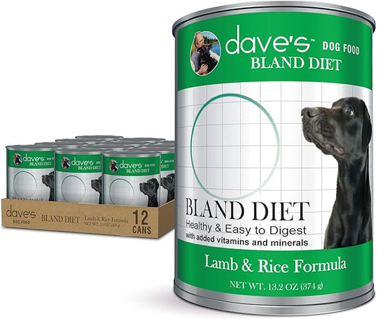 Dave's Pet Food Bland Dog Food (Lamb & Rice), Canned Wet Dog Food for Sensitive Stomachs, Gluten-Free, Digestive Care, 13.2 oz (Case of 12)