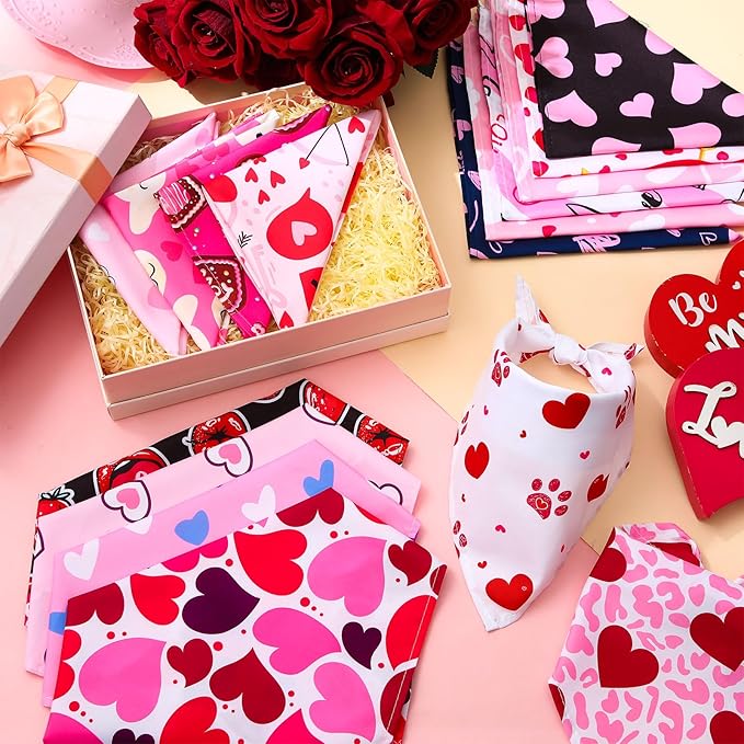 Amylove 120 Pcs Halloween Dog Bandanas Bulk Thanksgiving Day Holiday Triangle Dog Pack Puppy Kerchief Bandana Adjustable Pet Scarf for Pet Cat Costume Accessories Decor(Love)