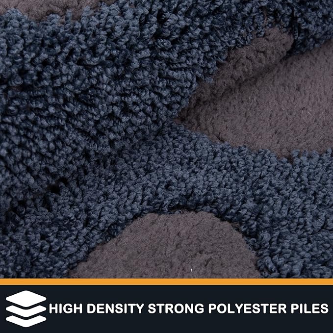 PURRUGS Dirt Trapping Door Mat 32" x 70", Non-Skid/Slip Machine Washable Microfiber Entryway Rug, Dog Doormat, Super Absorbent Welcome Mat for Muddy Wet Shoes and Paws, Navy Blue