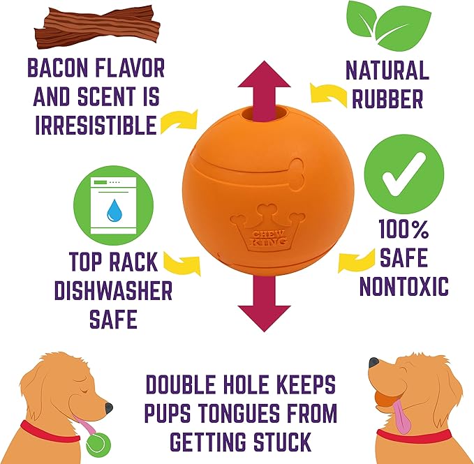 Chew King 3 Inch Bacon Flavor Rubber Balls 2 Pack