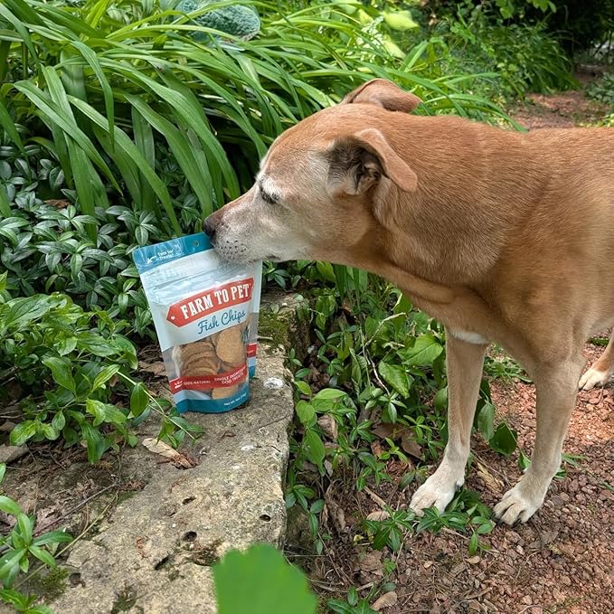 Farm To Pet - Dog Training Treats - 4 oz Fish Chips, Single Ingredient, Lean, All Natural, Healthy Treats for Small, Medium, Large Dog Breeds, & Puppies, Made in USA