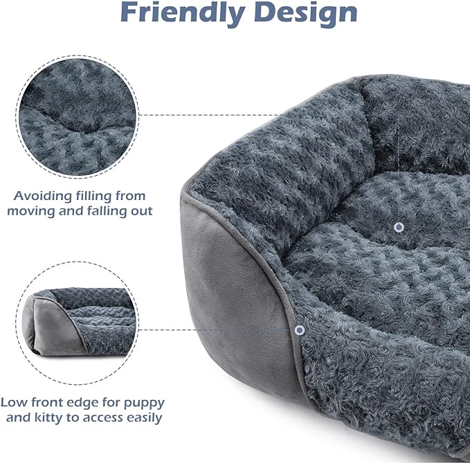 INVENHO Dog Bed Medium Size Dog, Orthopedic Warming Soft Calming Sleeping Puppy Bed Durable Pet Bed with Anti-Slip Bottom