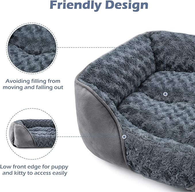 INVENHO Large Dog Bed for Large Medium Small Dogs, Rectangle Washable Orthopedic Dog Bed, Soft Calming Sleeping Puppy Bed Durable Pet Cuddler with Anti-Slip Bottom L(30"x24"x9")