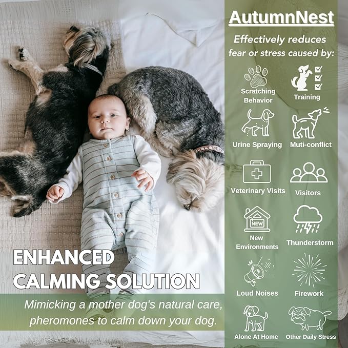 8-in-1 Dog Calming Pheromone Diffuser Kit – Pet Stress Support (2 Plug-Ins + 6 x 48ml Refills), Helps Calm Dogs During Thunderstorms, Travel, Separation, Fireworks & Vet Visits, 180-Day Supply