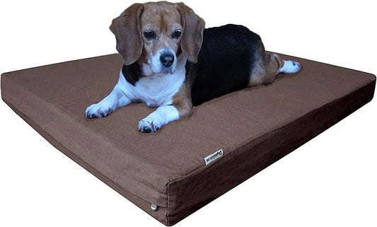 Dogbed4less Orthopedic Gel Cooling Memory Foam Dog Bed with Waterproof Liner and External Durable Denim Cover for Small to Medium Pet 35X20X4 Inches