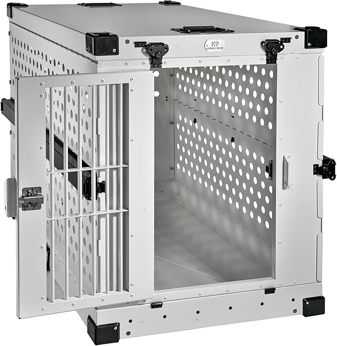 Heavy Duty Fully Collapsible Powder-Coated Aluminum Dog Crate - Large (White)