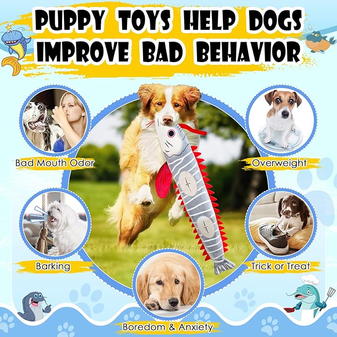 Interactive Dog Toys for Small,Medium and Large Breeds-Squeaky Tug Toy with Soft Fabric-Best Dog Boredom Toys to Keep Them Busy