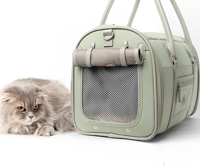Cat Soft-Sided Carrier, Airlien Compliant, with Ventilation, for Pets Upto 16 lbs (Matcha Green)