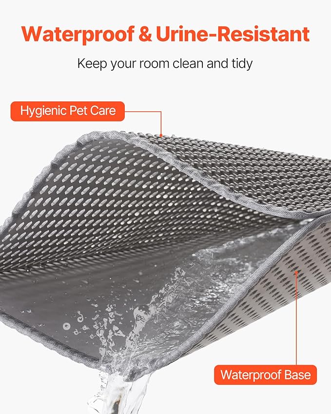 VEVOR Cat Litter Mat, 30 x 24 in, Double-Layer Litter Box Mat, Non-Slip & Urine-Proof Litter-Trapping Mats for Indoor Cats, Honeycomb Design, Soft on Paws, Washable Large Kitty Mats for Floor
