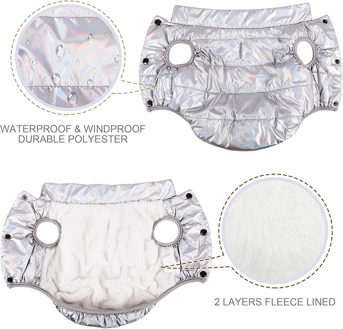 ASENKU Dog Winter Coat - Waterproof Windproof Dog Jacket, Warm Snowproof Doggie Puffer Vest for Cold Weather, Lightweight Snow Coats for Small Medium Large Dogs(Silver, XS)