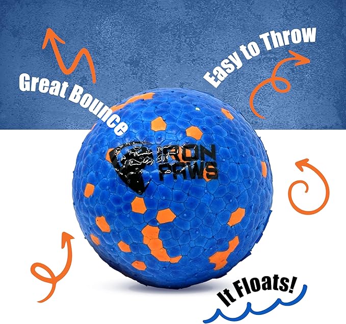 Indestructible Dog Ball, Blue - Tough Dog Toy for Aggressive Chewers, Great for Indoor and Outdoor Play, Soft Dog Toy for Fetch