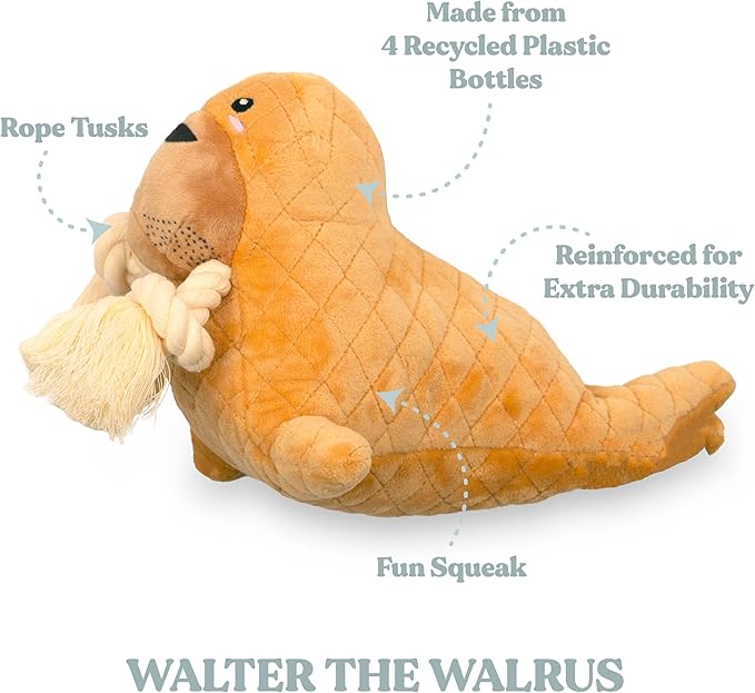 Dog Toys | Plush Toy Walrus Stuffed Animal for Dogs | Jumbo Eco Friendly Toy - Easy to Clean and Made from Non Toxic Materials