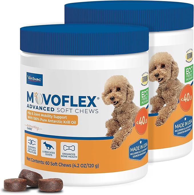 MOVOFLEX Advanced Soft Chews Hip and Joint Support Supplement for Small Dogs 120 Count by Virbac