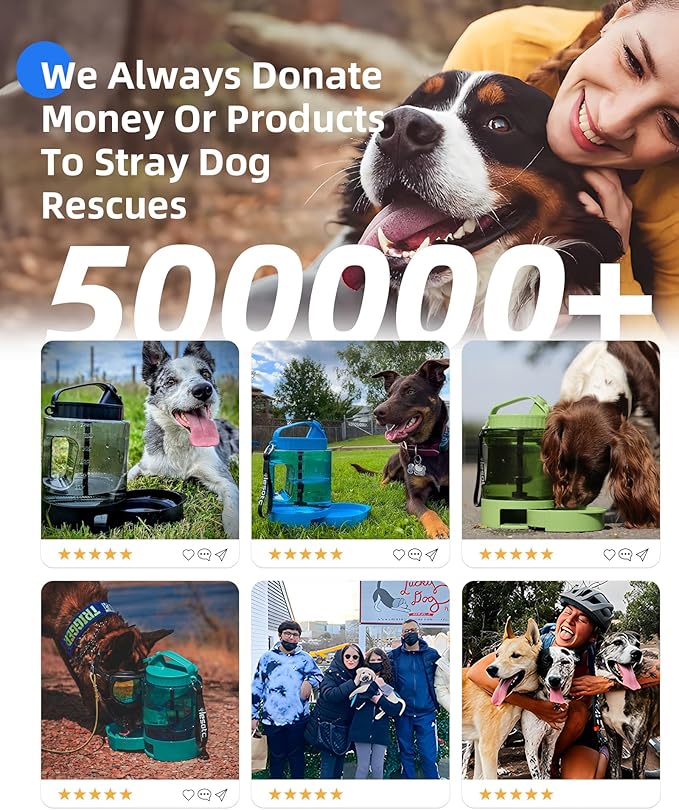 Dog Water Bottle Travel Portable - 77oz Large Travel Water Bowl Dispenser for Dogs Camping Essentials Hiking Beach Road Trip Park Walking On The Go Must Haves, Blue