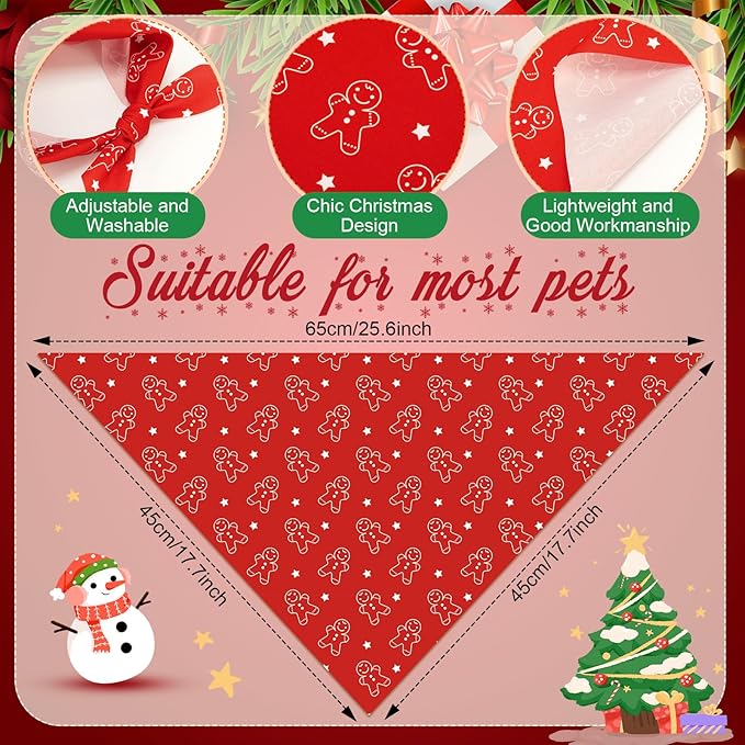 Chunful 100 Pieces Christmas Dog Bandanas Bulk Red and White Xmas Bandanas for Dogs Triangle Scarf Bib Kerchief Set for Small Medium Large Doggie Christmas Costume Decor(25.6 x 17.7 x 17.7)