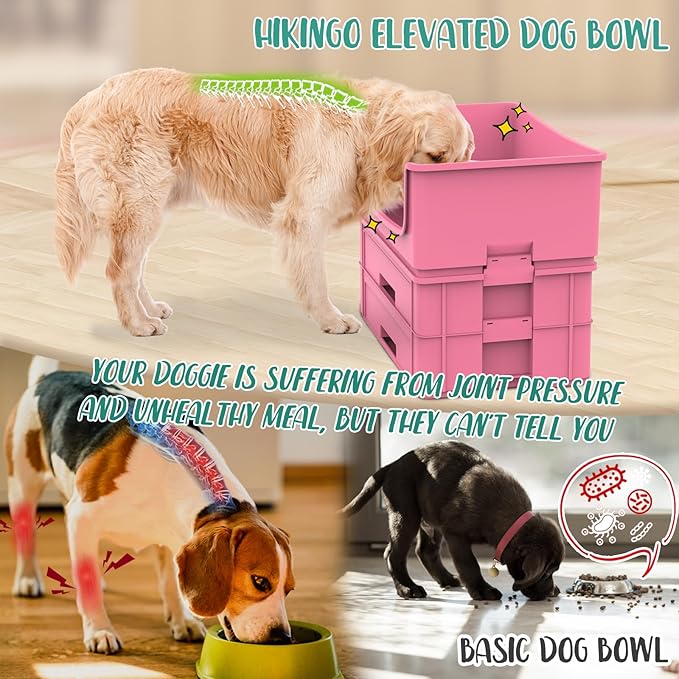 Mess Proof Dog Bowls, No Mess Food and Water Bowl, Dog Feeding Station with 2 Stainless Steel 1.25L/43oz Bowls, Spill-Proof Pet Feeder for Medium and Large