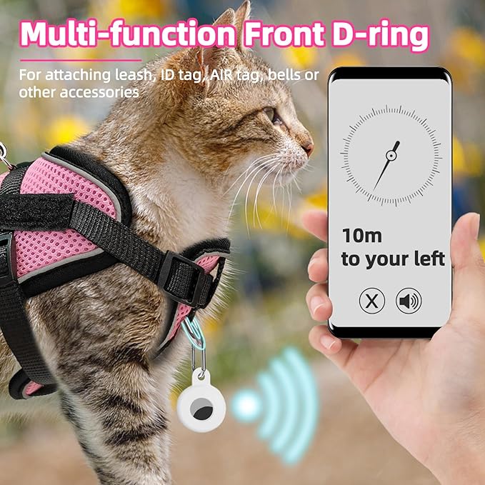 PUPTECK Cat Harness and Leash Set Escape Proof, Adjustable Reflective Kitten Jacket Easy Control, Pet Vest Harness for Cats Small Dogs Puppies Walking and Travel