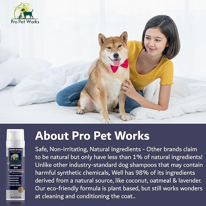 5 in 1 Waterless Dry Dog Shampoo Oatmeal Lavender-8oz No Rinse Dog Foaming Spray to Cleanse, Hydrate & Neutralize Odor - Soap-Free Moisturizer-Dandruff Itchy Dry Sensitive Skin-Grooming