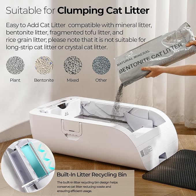 Open-Top Self-Cleaning Automatic Cat Litter Box-Smart APP Control (2.4G/5G) with Health Tracking&24H Backup, Dual Safety Sensors&Odorless Design for Multi-Cat Homes+with Tent