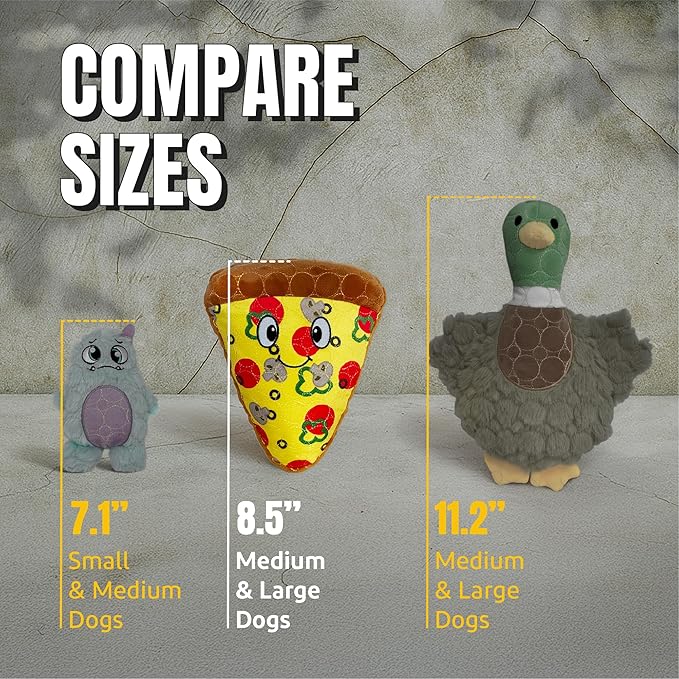 Bite Force -Durable & Strong Dog Toy Pizza Slice with Squeaker, Kevlar-Reinforced for Aggressive Chewers for Small Medium Large Dogs - Green.