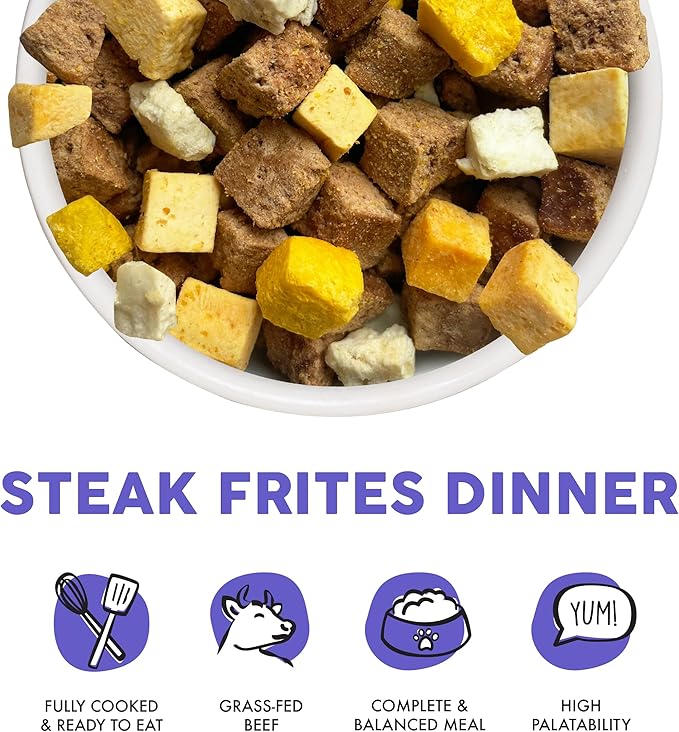 Weruva Dog Freeze Dried, Steak Frites Dinner with Sirloin Tip, Egg, Pumpkin & Sweet Potato, 1oz Bag