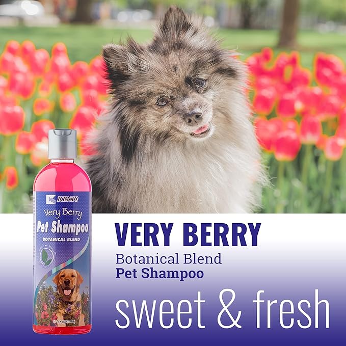 Kenic Very Berry Botanical Blend Dog Shampoo, Natural Moisturizer & Exfoliate for A Deep Restorative Clean, Made in USA, Soap & Paraben Free