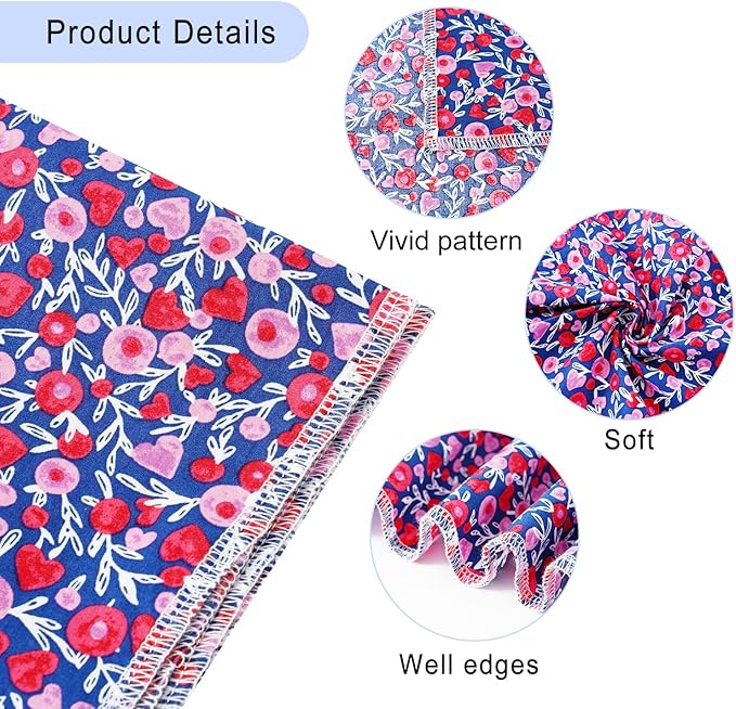 E-Clover Cute Girl Dog Bandanas & Matching Scrunchie Set Heart Dog Bandana Scarf with Bow Hair Ties for Medium Large Dogs Pet Owner Mom Gifts Pink Floral