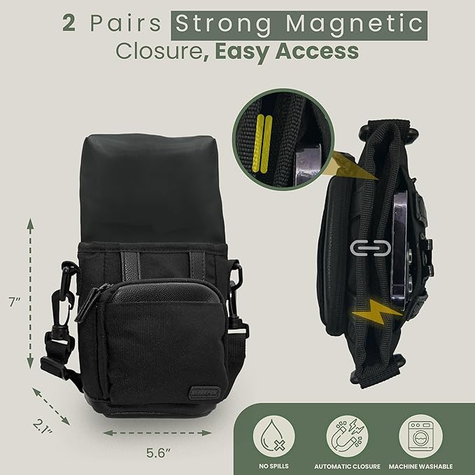 BEAU&FUR Small Dog Treat Pouch with Clicker for Training – 2 Cup Capacity, Built-In Poop Bag Dispenser, Storage for Snacks and Toys - Hands-Free Pouch Snack Holder for Walking and Training – Black