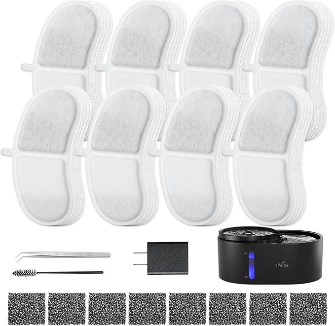 iPettie Waterfall Dog Water Fountain, Hygienic 5-Stage Filtered Water, 2 Heights to Drink from, Water Shortage Alert, Night Light with ON/Off Switch, Cat Water Fountain 203 OZ (1.6 GAL) 6 L