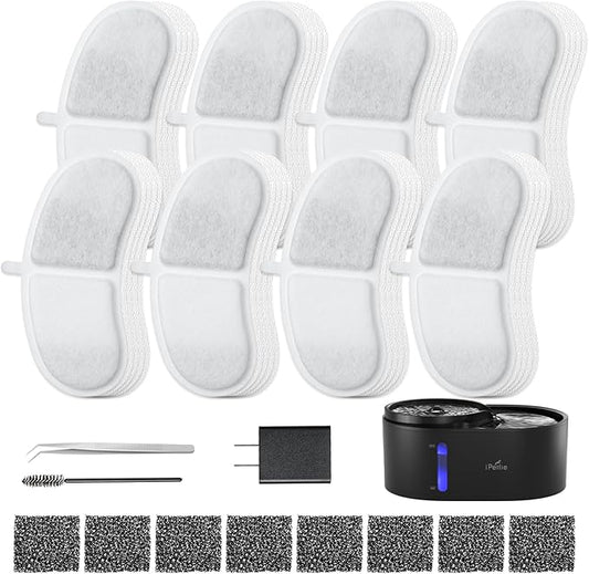 iPettie Waterfall Dog Water Fountain, Hygienic 5-Stage Filtered Water, 2 Heights to Drink from, Water Shortage Alert, Night Light with ON/Off Switch, Cat Water Fountain 203 OZ (1.6 GAL) 6 L