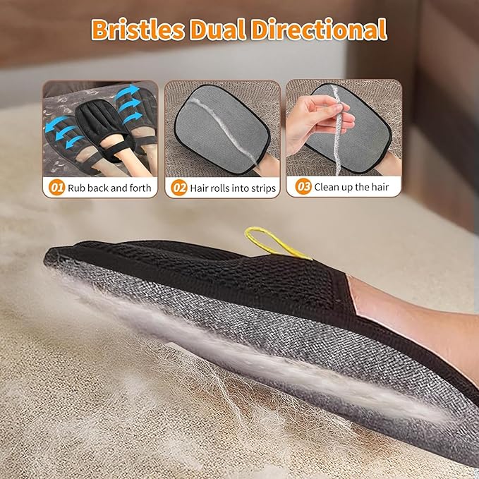 Pet Hair Removal Glove for Cats & Dogs, Upgraded Five-Finger Electrostatic Pet Hair Gloves, Laundry, Couch, Carpet, Car Seat for Reusable Magic Brush Pet Hair Remover Tool