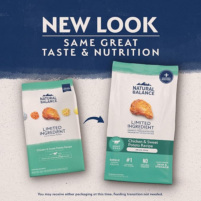 Natural Balance Limited Ingredient Adult Grain-Free Dry Dog Food, Chicken & Sweet Potato Recipe, 4 Pound (Pack of 1)