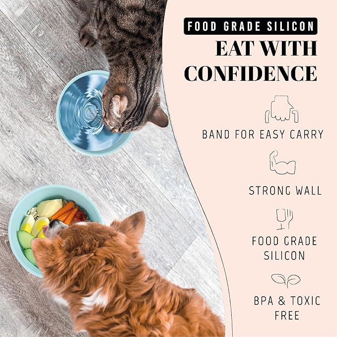 AVERYDAY 30 Oz Travel Dog Bowls with Lids, 2-in-1 Portable Pet Bowls for Food and Water, Leakproof Travel Dog Food & Water Bowl for Outdoor, Camping, Travel Dog Feeding Bowl, Daycare Pet Bowls