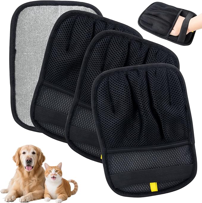 TailWag Treats & Tools 3-Pack Pet Hair Removal Glove for Dogs & Cats, Newly Upgraded Reusable Electrostatic Pet Hair Gloves, Pet Hair Remover Tool for Clothing, Couch, Carpet, Car Seat