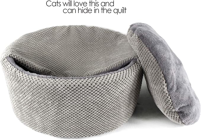 Winsterch Large Cat Bed - Soft, Enclosed & Washable cat Cave Bed for Indoor/Outdoor Cats & Kittens with Anti-Slip Bottom,Calming, Covered Cave Bed (Gray,17.8 x 17.8 x 7.84 in)