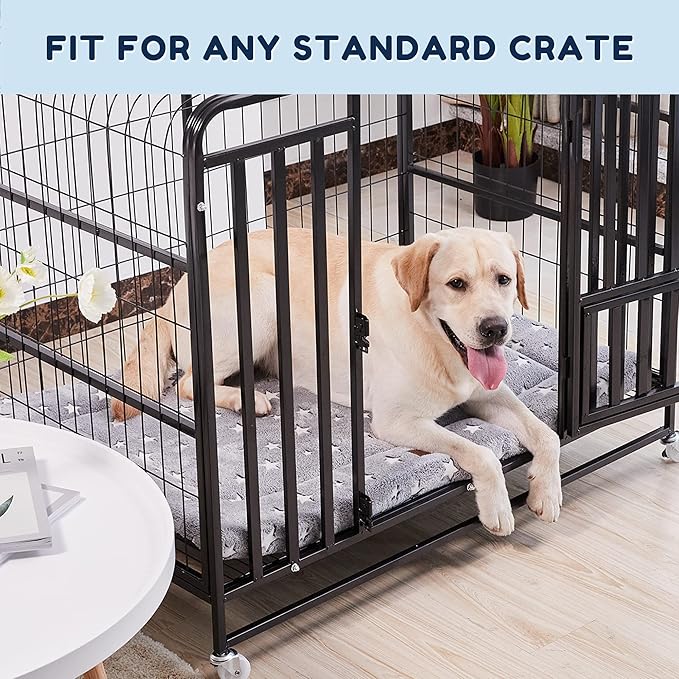 WESTERN HOME Dog Bed for Crate, High Resilience Foam Dog Crate Mat Kennel Pad with Soft Wavy Plush Comfortable Anti-Slip Washable Bed for Large Medium Small Dogs & Cats