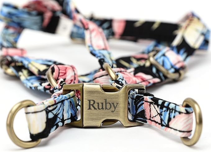 Angie and Allie Organic Cotton Personalized Step in Dog Harness,Custom Dog Halter Vests,Adjustable No Pull Canine Halter Harness for Small Medium Large Dogs