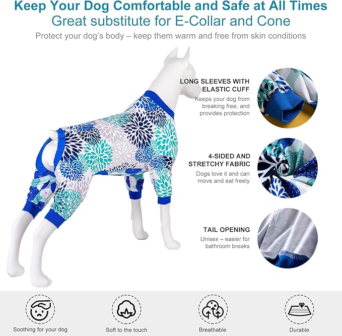 LovinPet Giant Dogs PJS Bodysuit, Pet Pajamas for Dogs, Abstract Geometric Print, Pitbull Clothes, Large Dog Jammies, Pitbull Onesie, Lightweight Pullover Dog Pajamas, Large