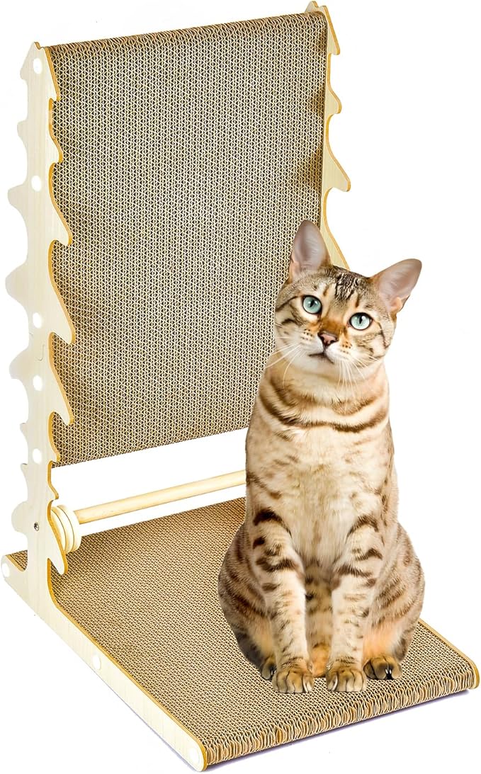 Monday To Sunday® Cat Scratch Pad, CardboardL Shape Vertical CatScratchers for Indoor Cats, Scraching Cardboard Large Size, Indoor Cat Post(Fishbone)