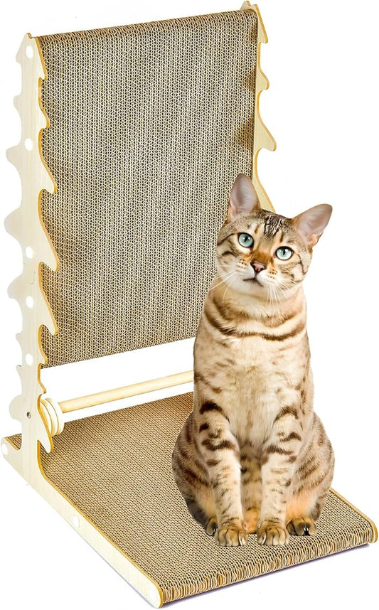 Monday To Sunday® Cat Scratch Pad, CardboardL Shape Vertical CatScratchers for Indoor Cats, Scraching Cardboard Large Size, Indoor Cat Post(Fishbone)