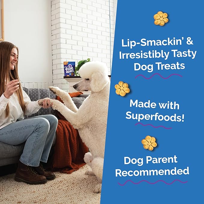 Fruitables Baked Dog Treats, Healthy Pumpkin Treat for Dogs, Low Calorie & Delicious, No Wheat, Corn or Soy, Made in the USA, Pumpkin and Blueberry Flavor, 7oz