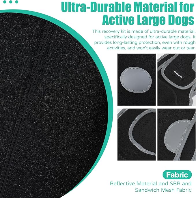 Dog Recovery Sleeves, Cone Collar Alternative, Reflective Material Design Abrasion Resistant Dog Recovery Suit, Washable 3mm Thick and Waterproof, Pets Sleeve Anti Licking Wounds and Keep Dry