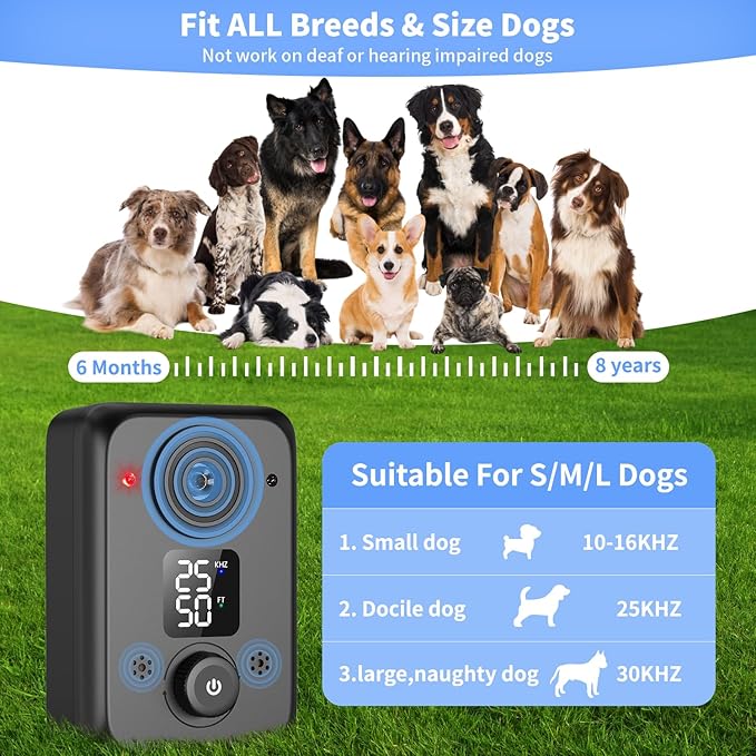Anti Barking Device for Dogs,50FT Effective Range bark Deterrent Device,3 Modes Rechargeable,Fit All Breeds&Size Dog Black,Medium