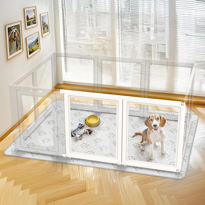 FXW AuraSpace Acrylic Indoor Dog Playpen for Medium Dogs, 35 inch, 2 Panels, White