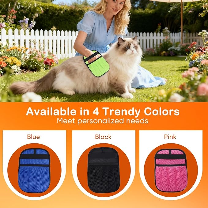 Pet Hair Removal Gloves 2-Pack - Upgraded Five-Finger Electrostatic Cats & Dogs Hair Brush Shedding | Reusable Pet Hair Remover Tool for Laundry, Furniture, Car Seat (Neon Green)