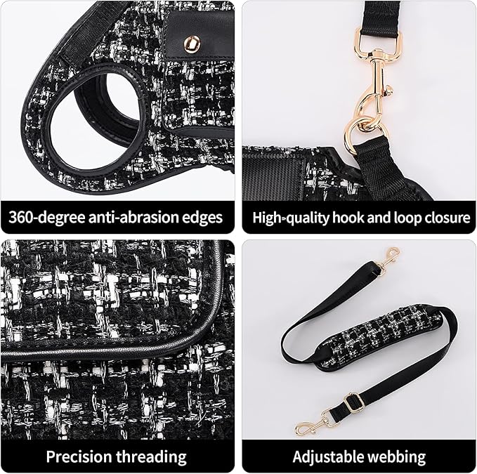 Dog Lift Harness Dog Carrier Dog VES Harness Adjustable Dog Leash with Small Puppy Treat Bag（Black,L）