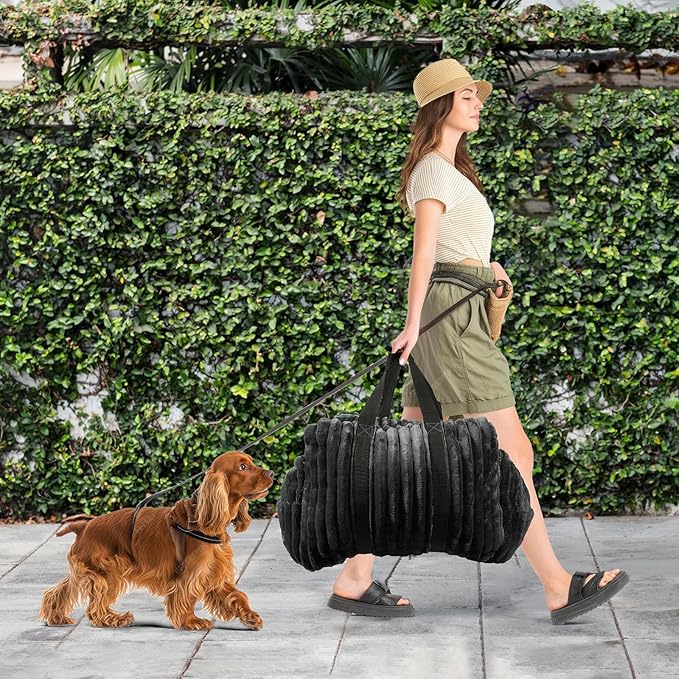 Dog Car Booster Seat, for Small Dogs Under 30 lbs, Detachable Washable Travel Bed with Storage Pockets and Safety Belt (Black, Medium)