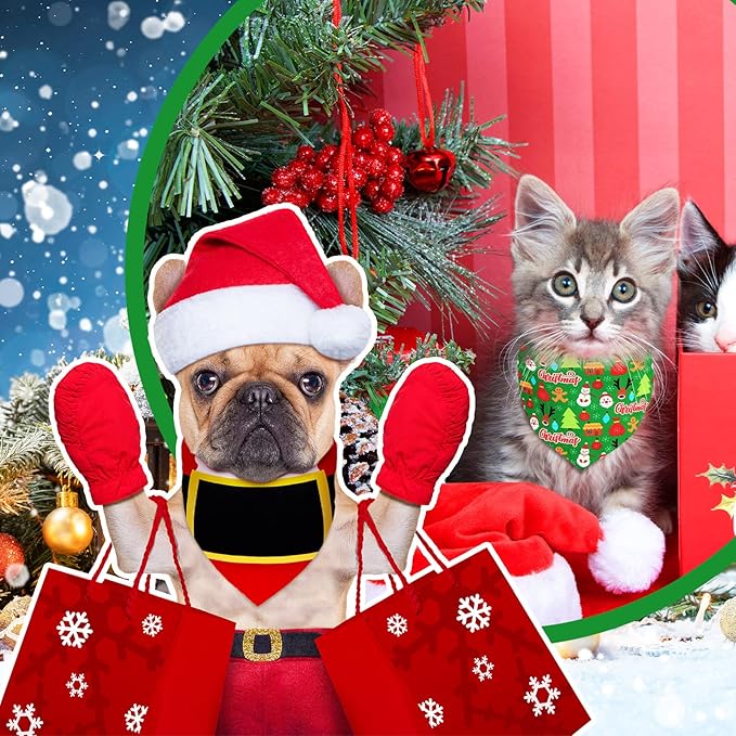 40 Pcs Christmas Dog Bandanas Bulk Adjustable Xmas Dog Scarves Bibs Triangle Reversible Puppy Bandana Pet Neckerchief Scarf Washable Cat Scarf for Small Medium Large Dogs Pet Grooming Accessories