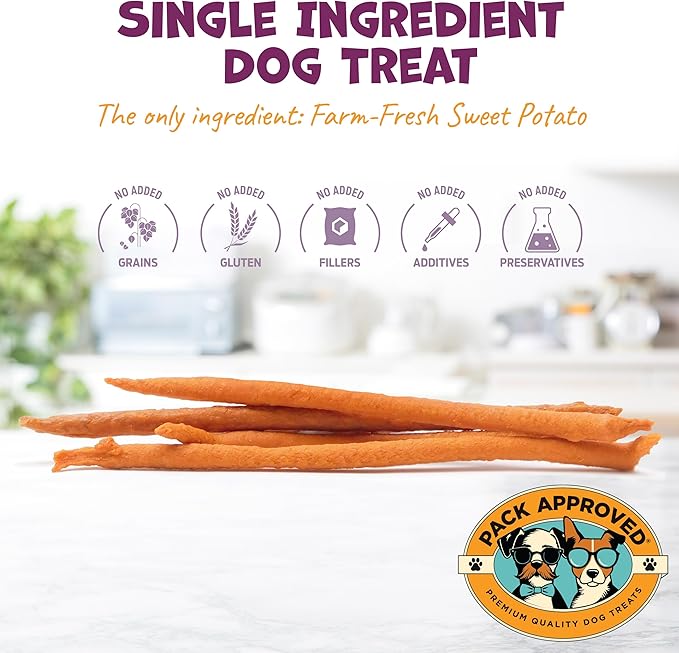 Sweet Potato Dog Treats Made in USA - Single Ingredient Dog Treat - Dehydrated Sweet Potato Fries, Perfect for Dogs of All Breeds and Sizes - 7.5 oz